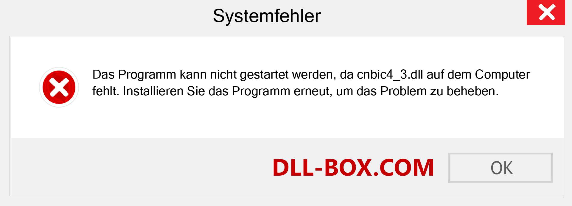 cnbic4_3.dll-Datei fehlt?. Download für Windows 7, 8, 10 - Fix cnbic4_3 dll Missing Error unter Windows, Fotos, Bildern